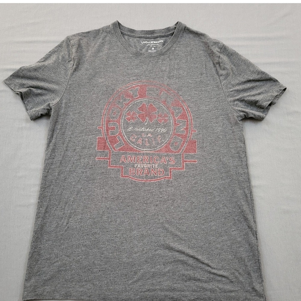 Lucky‎ Brand Mens Gray T Shirt Short Sleeve Crew Neck America's Favorite Brand M